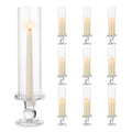 Hurricane Glass Taper Candle Holder: 10pc Tall Hurricane Candle Holders for Home, Clear Tapered Candlestick Holders with Open Ended Glass Sleeve Candle Stick Holders for Table Centerpieces - size: S - 10 Pcs