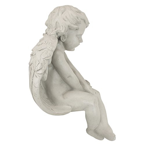 Design Toscano JE101261 Angel of Meditation Shelf Sitting Statue, 13 Inch, Polyresin, Antique Stone