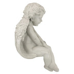Design Toscano JE101261 Angel of Meditation Shelf Sitting Statue, 13 Inch, Polyresin, Antique Stone