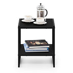 FURINNO Camnus Modern Living 2-Tier End Table, Americano, 15.9 in x 15.75 in x 18 in - color: Americano, size: 2 Tiers, Metal Frame