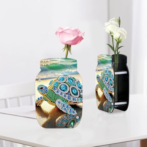 5D Diamond Painting Kit Vase, DIY Turtle Diamond Art for Adult Beginners Acrylic Special Shaped Double-Sided Vase Handmade Crafts, Suitable for Home Living Room Desktop Decoration - color: Turtle