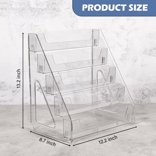 CELSOL 2 Pack Upgraded 5 Tier Acrylic Card Display Stand, Clear Display for Greeting Cards, Sports Cards, Postcards, Stickers & Brochures, Easy Snap-On, Increased Height & Thickness for Better Presentation - size: 5 Tier 2 Pack