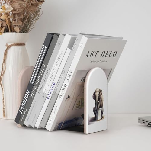 Funny Elephant Sitting L-Shaped Book Ends 1 Pair Wood Bookends Book End Supports for Heavy Book Shelf Holder Home Decorative - color: Funny Elephant Sitting