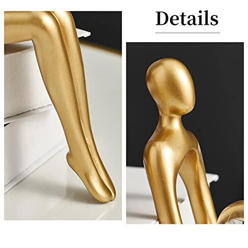 Prettidecor Gold Home Decor Thinker Statue Accents, Set of 3 Thinker Sculptures Office Decor Modern Abstract Resin Decoration on Shelf Table Desk for Living Room Office Bedroom (Large Gold) - color: Gold, size: Large
