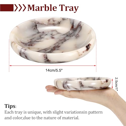 Hipiwe Decorative Key Holder for Entryway Table Round Key Bowl Marble Nightstand Organizer for Candle Jewelry Tray for Earrings Necklaces - color: Calacatta Viola, size: 5.5"
