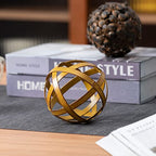 Metal Band Ball Table Decor, Distressed Metal Bands Decorative Sphere, Home Tabletop Decor Accents for Living Room Bedroom Kitchen Office Dining Room