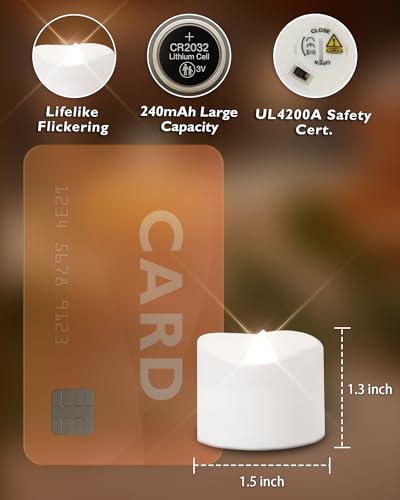 Homemory Cool White Flameless LED Tea Lights Candles, 200+Hour Battery Operated Fake Electric Votive TeaLights for Christmas, DIY Mood Lighting, Party, Holiday, Funeral, Home Decor, 12-Pack - color: Cool White Glow – White Body, size: Pack of 12
