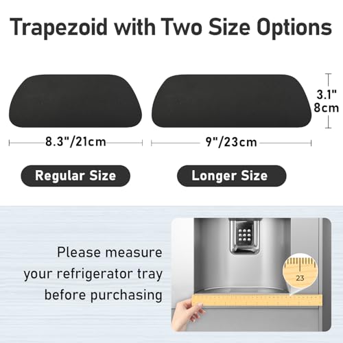 LOPNUR Refrigerator Drip Tray Catcher 2 Pack - 9"x3.1" Cuttable Refrigerator Mats Hide Stains, Fridge Ice Water Dispenser Absorbent Mat for Samsung Whirlpool GE, Fridge Drip Pad (Trapezoid, Black) - color: Black, size: Trapezoid - 9"x3.1"