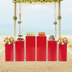 3/6 PCS Square Tall Pedestal Stand Metal Square Pedestal Stand Tall Pedestals Cake Stands for Party Wedding Birthday (Red, 6Pcs) - color: Red, size: 6Pcs