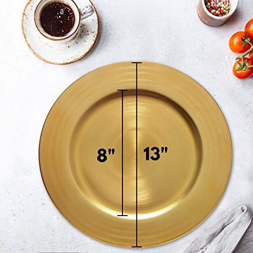 13inch Round Plastic Charger Plates Set of 8,Gold Charger for Dinner Plates,Decorative plates for Wedding,Party,Event Tabletop. (Metallic foil Gold) - color: Metallic foil Gold
