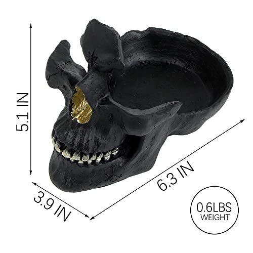Mrlikale Skull Glasses Stand, Creative Eyeglasses Rack, Sunglasses Spectacle Display, Key Holder Resin Sculptures for Entryway, Home, Office, Desk, Nightstand (Black) - color: Black
