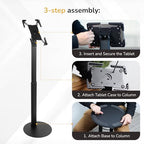 Mount-It! Anti-Theft Universal Tablet Floor Stand Kiosk, Locking Enclosure for iPad, Galaxy Tab & Surface Pro 9.7"–13.1", Height Adjustable 27.5"–47", Commercial Kiosk Stand, Black - color: Black