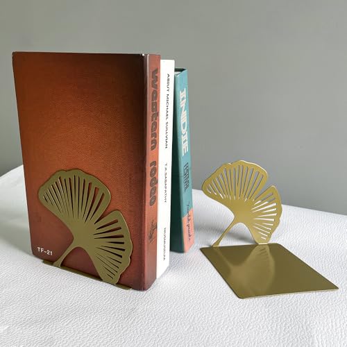 Ginkgo Leaf Metal Bookend, Botanical Leaf Veins Heavy Duty Book Stand, Home and Office Bookshelf Decorative End of The Book (Big Ginkgo Leaf) - color: Big Ginkgo Leaf