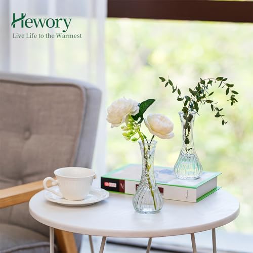 Hewory Glass Bud Vase Set of 12 Small Vases for Flowers, Clear Bud Vases in Bulk, Cute Glass Vases for Centerpieces, Mini Floral Vase for Wedding, Events, Home Decor, Table Centerpiece