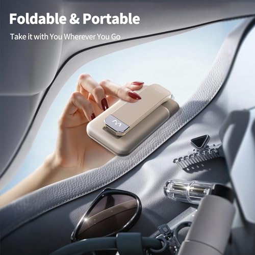iWALK Magnetic Cell Phone Stand for Desk, Angle and Height Adjustable Mobile Phone Holder, Foldable Magnet Stand for iPhone 17 16 15 14 13 12 Pro Max and iPad, Cell Phone Holder, Light Brown - color: LightBrown