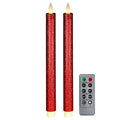 Flameless Taper Candles Flickering with Remote and Timer, 3D Moving Flame Taper Candle Battery Operated to 400 Hours, 9 Inch Window Candles, (Glittter Red) - color: Glittter Red