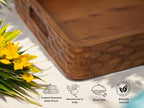 Vesta Homes Acacia Wood Serving Tray for Home/Kitchen/Restaurant/Office Organizer/Dining Table | Premium Serving Trays | 38 x 25 x 5 cm | Handcrafted in India - size: 15" x 9.8" x 2" (Single Tray)