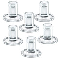Low Glass Taper Candle Holders fit Candle Base Diameter 5/6-7/8 inch- Wedding Table Centerpiece Short Clear Candlestick Holders - Set of 6 - color: Clear
