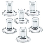 Low Glass Taper Candle Holders fit Candle Base Diameter 5/6-7/8 inch- Wedding Table Centerpiece Short Clear Candlestick Holders - Set of 6 - color: Clear