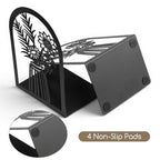 Kifmurase 5 Pair Metal Book Ends, Modern Decorative Flower Shelves Bookends, Black Book Stopper for Heavy Books, Novety Floral Books Shelf Holder Ends for Home Office School, 6.6×4.7×3.6 inch