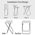 Garden 4 you Tv Trays, Folding Tray Table, Dinner Tray Table with No Assembly Required&Sturdy, Foldable Snack Eating Trays Table for Living Room, 15 x 18.9 x 26 in(White Marble,1PC) - color: White Marble, size: 1pc