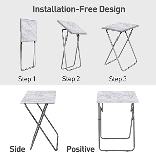 Garden 4 you Tv Trays, Folding Tray Table, Dinner Tray Table with No Assembly Required&Sturdy, Foldable Snack Eating Trays Table for Living Room, 15 x 18.9 x 26 in(White Marble,1PC) - color: White Marble, size: 1pc