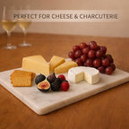 KC KULLICRAFT 8×12 Inches White Marble Cheese & Charcuterie Serving Board – Natural Marble Cutting Board & Pastry Slab with Non‑Slip Feet – Premium Stone Kitchen Tray Gift. - color: White, size: 12"L x 8"W