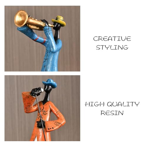 Vintage jazz band decorative sculpture,western band sculpture,creative musician decoration,abstract figure ornaments,suitable for living room,wine cooler,bookshelf,entryway,etc. (trumpet player) - color: Trumpet Player