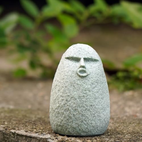 Cute Stone Primitive Man Figurine: Funny Stoneman Statue for Outdoor Decor, Carving Face Garden Home Decoration Fish Tank Ornament - Stone Man A - style: Stone Man A