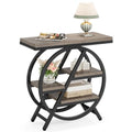 LITTLE TREE End Table, Narrow Side Table with 4-Tier Large Storage Space, Modern Bedside Table for Living Room, Home Office, Bedroom, Grey - color: Grey