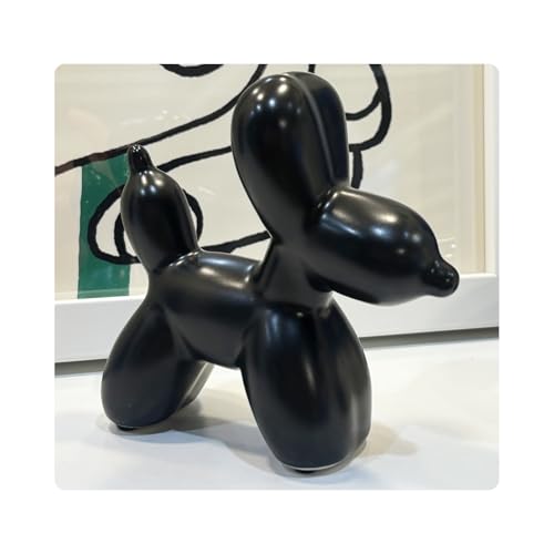 Modern Balloon Dog Decorative Sculpture,Ceramic Dog Figurines Statues Contemporary Art Decor for Living Room,Bedroom,Desk,Bookshelf,Shelf,Coffee Table, Fireplace Mantel (Black) - color: Black