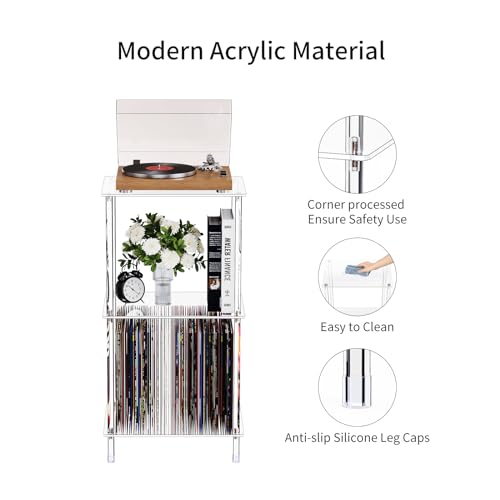 Clear Acrylic Side Table Set of 2, 15.7" L x 11.8" W x 30.7" H, 3-Tier End Table for Living Room, Small Modern Bedside Tables Nightstand for Bedroom, Home Decor Accent Table - size: 3 Tier Tall 2-Pack
