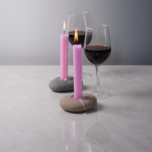 Handmade Natural Pebble Taper Candle Holder Handcrafted Taper Candle Holder for Altar, Mantle, Desk, Table, Shelf
