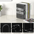 Acrylic Bookends 6 Pieces, Book Ends for Shelves, Clear Bookends for Shelves, Transparent Book Organizer for Desktop, Shlef Book Stopper for Home Office - style: 6 Pieces Acrylic Bookends