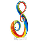 Luxury Lane Hand Blown Treble Sommerso Art Glass Sculpture for Home Decor Rainbow 11 inch Tall Centerpiece Table Decoration - size: 11" tall