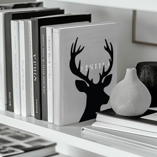 Peacoblue Metal Bookends for Shelves, Modern Decorative Heavy Duty Study Book Support Stoppers for Office, Desk, Shelf, Room 5.3"x4.3"x7.9" Cast Iron Simple Tall Bookends, 1 Pair (Deer Head) - style: Deer Head