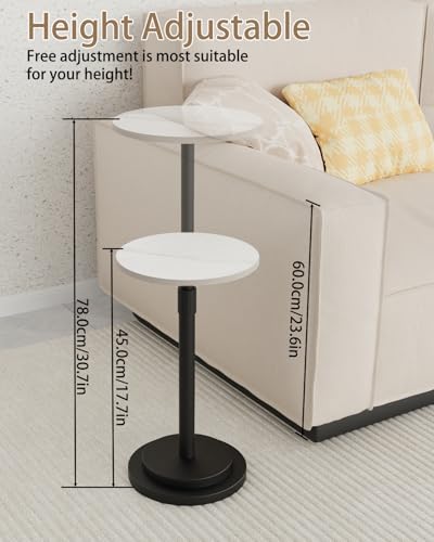 Height Adjustable Drink Table, Vintage Round Indoor Metal Plant Stand, for Small Spaces, Living Room, Bedroom, Cocktail, 1 Pack, White, GBZ001CW-1 - color: White, size: Rotundity