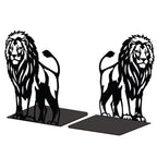 Peacoblue Metal Bookends for Shelves, Modern Decorative Heavy Duty Study Book Support Stoppers for Office, Desk, Shelf, Room 5.3"x4.3"x6.8" Cast Iron Simple Tall Bookends, 1 Pair (Lion) - style: Lion