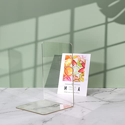 Adwikoso Clear Acrylic Book Ends, 6 Pcs Bookends for Shelves, Non-Slip Book Holder Stand, Decorative Book Stoppers for Heavy Duty Books Office Desktop Organizer