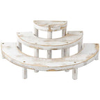 MyGift 3 Tier Wooden Display Riser Stand, Cupcake Stand & Perfume Organizer, Rustic Whitewashed Tiered Display Shelf for Desserts, Nail Polish, Makeup, Plants & Collectibles - color: Whitewashed