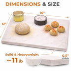 Marble Cheese and Pastry Board 16 x 12 Inch – Natural Carrara White Marble Cutting Board and Serving Tray for Dough, Bread, Pizza, Charcuterie – Heavy, Non-Slip, Gift-Ready. - color: White, size: 16"L x 12"W