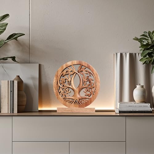 Decozen Wood Tree of Life Sculpture, Gift for Mom Home Decor, Living Room, Boho, Coffee Table, Centerpiece Table Decor, Mantle, Bathroom Shelf, Farmhouse, Christmas Decorations, Mothers day Gifts - color: Tribune