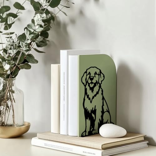 Peacoblue Metal Bookends for Shelves, Modern Decorative Heavy Duty Study Book Support Stoppers for Office, Desk, Shelf, Room 5.3"x4.3"x7.9" Cast Iron Simple Tall Bookends, 1 Pair (Golden Retriever) - style: Golden Retriever