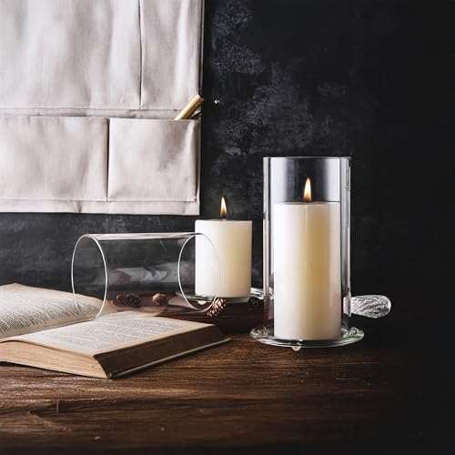 WGVI Hurricane Candle Holder Sleeve, Wide 3", Height 10", Clear Glass Cylinder Candleholder, Chimney Tube, Open Ended Candle Shade, 1 Piece - size: 3"x10"H