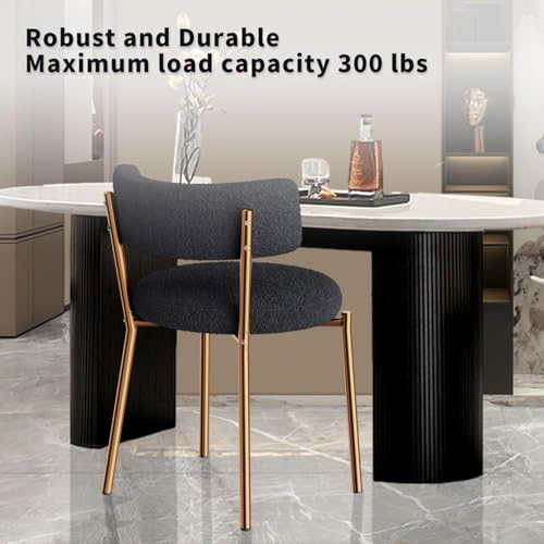 51'' Modern Glass Dining Table for 4, Rectangular Tempered Table Top Gold Base with 4 Luxury Black Gold Boucle Dining Chairs, 5 Piece Dining Room Table Set, Easy Assemble - color: Golden+black Gold Chairs, size: 51'' + 4 Chairs
