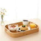 Set of 2 Wood Trays, Solid Wood Serving Tray with Handles, Rectangular Breakfast & Dinner Tray for Food, Coffee, Tea, Parties, 15.7" L x 11" W / 12.6" L x 8.7" W