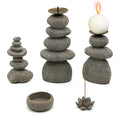Rock Cairns Candle Holder - Taper Pillar Candle Stick Holder Set of 5 - Balance Stones Candlestick Holders Candlelight Stand for Zen Garden, Altar, Mantle, Yoga, Home Decoration, Meditation Gift