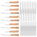 Fettling Knife and Sculpture Feather Pin Set, 10pcs Knife + 40pcs Pin Wooden Handle Carving Knife Ceramic Polymer Clay Pottery Tools for Pottery Sculpting Carving Modeling Craft Art DIY