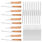 Fettling Knife and Sculpture Feather Pin Set, 10pcs Knife + 40pcs Pin Wooden Handle Carving Knife Ceramic Polymer Clay Pottery Tools for Pottery Sculpting Carving Modeling Craft Art DIY