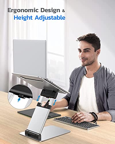 Nulaxy Laptop Stand, Ergonomic Sit to Stand Laptop Holder Convertor, Adjustable Height from 2.1" to 13.8", Supports up to 22lbs, Compatible with MacBook, All Laptops Tablets 11-17" - Silver - color: C-Silver
